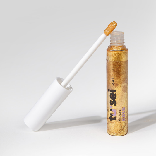 Texture ombretto oro illuminante - finish metallico dorato makeup ibrido